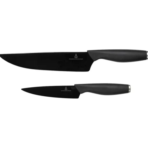 KOKKEKNIV 21 CM + GRØNNSAKSKNIV 13 CM SORT KNIVBL