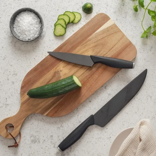 KOKKEKNIV 21 CM + GRØNNSAKSKNIV 13 CM SORT KNIVBL